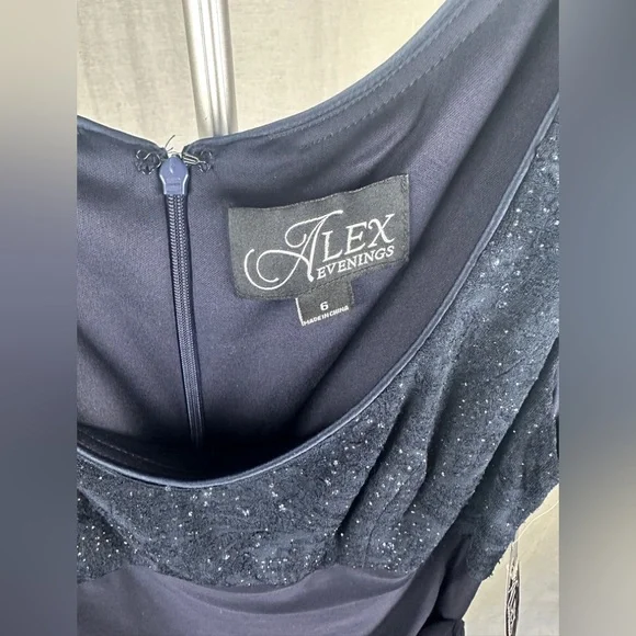 Alex Evenings Long Side Ruched Glitter Jacquard Knit Jersey Gown Size 6 NWT - Picture 15 of 16